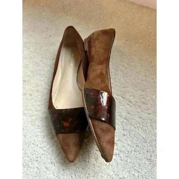 J. McLaughlin Mallory Suede Flat Brown with Tortoise Trim Size 9.5 - Picture 3 of 7